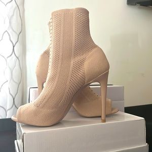 Cream open toe high heels shoes